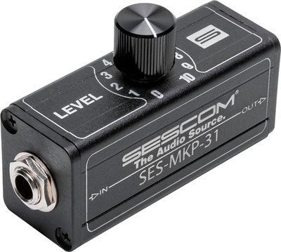 SES-MKP-31 1/4 to 1/4 1- Channel Inline Balanced Audio Line Level Control